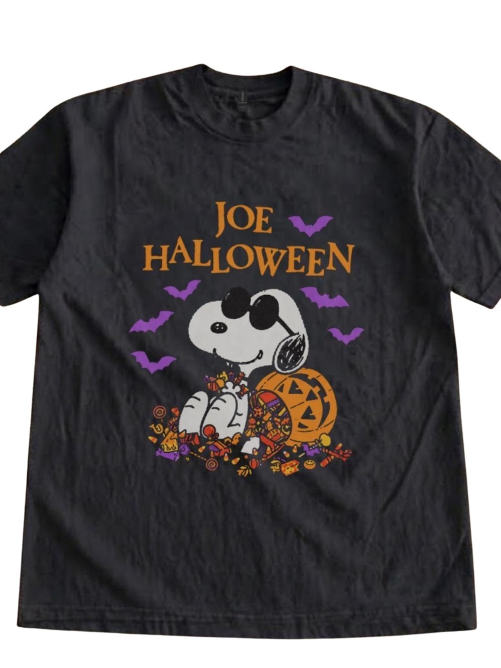 Gildan Black Halloween Snoopy Joe Graphic Tee with Orange & Purple Accents